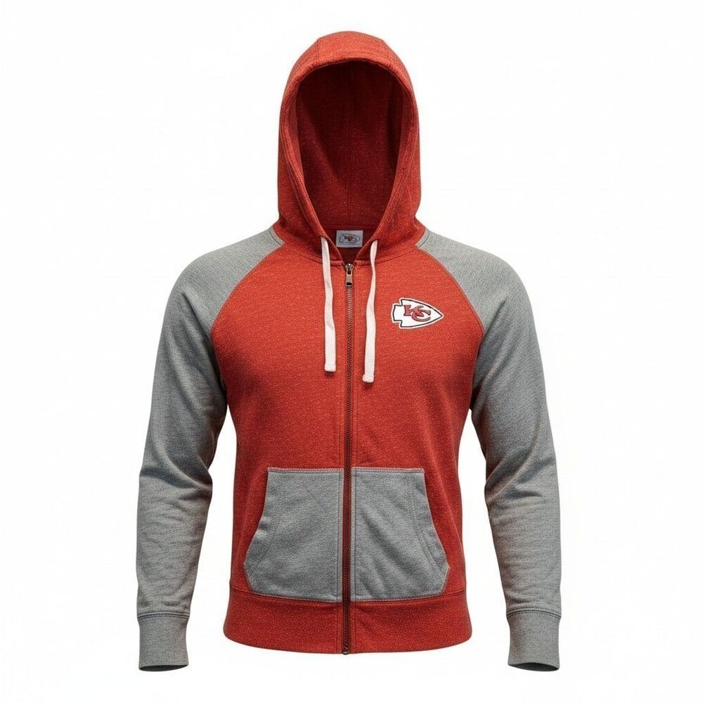 Nike Kansas City Chiefs Hoodie Mens Large Red Gray Full Zip NFL